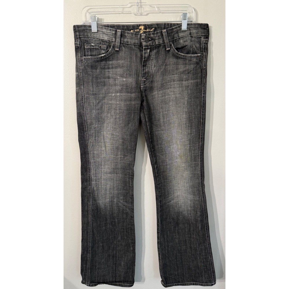 VTG 7 For All Mankind Black A Pocket Stretch Bootcut Jeans Low Rise Y2K USA Sz32